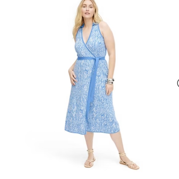 Diane Von Furstenberg Blue and White Midi Dress - Picture 1 of 6
